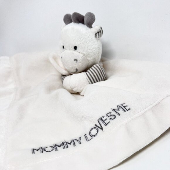 Carters Giraffe Cow Mommy Loves Me Plush Lovey Toy White Gray Security Blanket - Picture 3 of 10